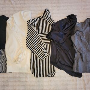 5 Elegant Black and White Blouse Collection - Lane Bryant SHEIN etc - Bundle